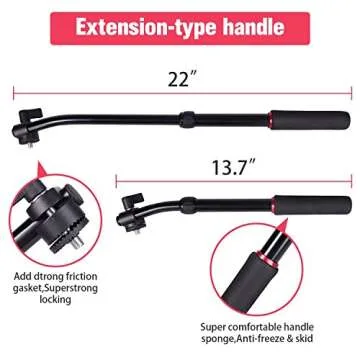 Professional Video Tripod,73 Inchs Heavy Duty Aluminum Alloy Tripod with Fluid Drag Head, 1/4″and 3/8″Quick Release Plate,Max Loading 7KG,with Carrying Bag for Video Camera Camcorder