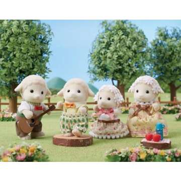 Calico Critters Sheep Family, Set of 4 Collectible Doll Figures