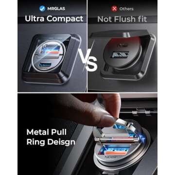 MRGLAS 90W USB C Car Charger Fast Charging,[Smallest Metal] Car Charger USB C PD45W+QC3.0 Dual Port Cigarette Lighter USB C Charger Car Charger Adapter for iPhone 16 Pro Max Plus 15 14 iPad SamsungS25