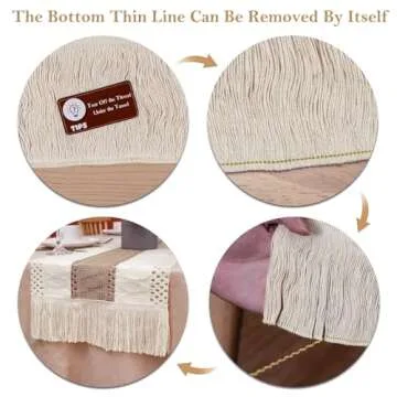 OurWarm Boho Macrame Table Runners for Home Decor, 72 inch Cream & Brown Farmhouse Table Runner with Tassels for Rustic Wedding Bridal Shower Party Dining Bedroom Decor (12x72 Inches)