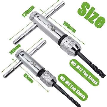 Bestgle Ratchet T Handle Tap Wrench - Adjustable Holder for Metric Taps