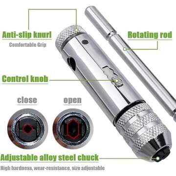 Bestgle Adjustable Ratchet T Handle Tap Wrench - Versatile Tool
