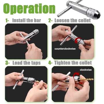 Bestgle Adjustable Ratchet T Handle Tap Wrench - Versatile Tool