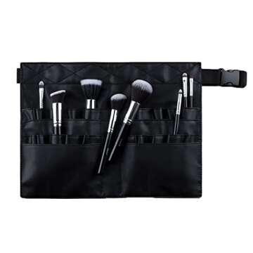 Goldwheat Makeup Brush Belt Professional 26 Pockets With Artist Strap, Portable Foldable Cosmetic Po...