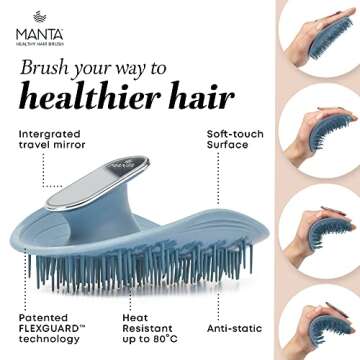 Manta Mirror Anti-Breakage Travel Hair Brush for Healthy Hair