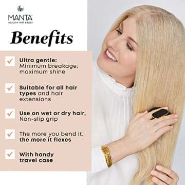 Manta Mirror Anti-Breakage Travel Hair Brush for Healthy Hair