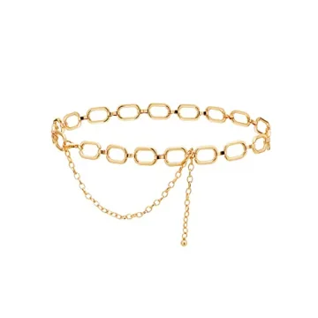 TOPACC Gold Chain Belts for Women Dresses Thick Metal Link Circle Waist Chains Belt for Jeans Skirt ...