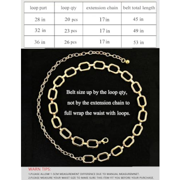TOPACC Gold Chain Belts for Women Dresses Thick Metal Link Circle Waist Chains Belt for Jeans Skirt Girls Fashion