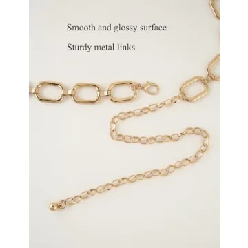 TOPACC Gold Chain Belts for Women Dresses Thick Metal Link Circle Waist Chains Belt for Jeans Skirt Girls Fashion