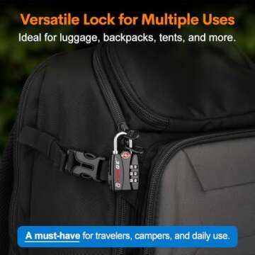 Forge TSA Luggage Combination Lock - Open Alert Indicator, Easy Read Dials, Alloy Body- Ideal for Travel, Lockers, Bags (Black 4PK)