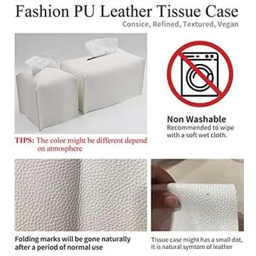 Livelab Tissue Box Cover, Square Decorative PU Leather Tissue Box Holder Modern Tissue Case Facial Paper Organizer Dispenser for Bathroom, Vanity Countertop, Night Stands, Desk, Car 5X5X5'' | Black