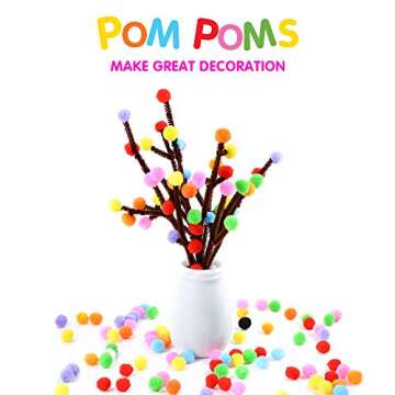 Caydo 1000 Pieces Pompoms for Creative Arts and Crafts