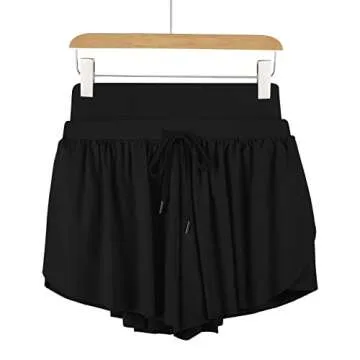 Flowy Shorts for Women Gym Yoga Athletic Workout Running Spandex Cute Comfy Lounge Sweat Skirt Womens Summer Preppy Clothes(m, Black)