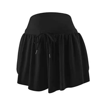 Flowy Shorts for Women Gym Yoga Athletic Workout Running Spandex Cute Comfy Lounge Sweat Skirt Womens Summer Preppy Clothes(m, Black)