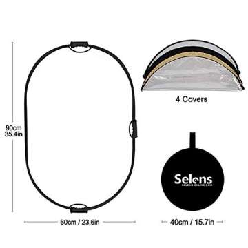 Selens 5-in-1 Oval Reflector with Handle for Photography Photo Studio Lighting & Outdoor Lighting (24 x 36 Inch)