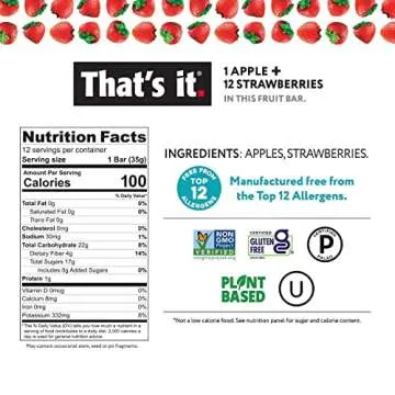 That's It. Apple + Strawberry Real Fruit Bars for Healthy Snacking