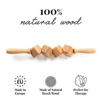 Tuuli Accessories - Dice Wooden Massage Roller for Waist and Thigh, Multi-Functional Body Roller for Cellulite and Muscle Tension, Natural Massager for Women and Men