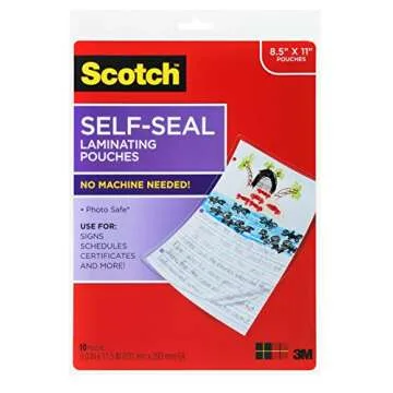 Scotch Self-Seal Laminating Pouches - 10 Pack for Easy Document Protection