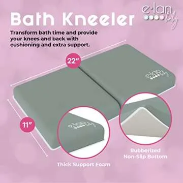 Elan Baby Comfortable Baby Bath Kneeler and Elbow Rest Pad Set - Kneeling Pad Bath Mat with 4 Toy Organizer Pockets, Baby Bathtub Mat Non-Slip Baby Essentials, Waterproof and Easy to Clean