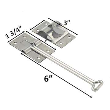 X-Haibei 2 Set 6 Inches RV T Style Entry Door Latch Catch Holder Stainless Steel for Camper Trailer Cargo