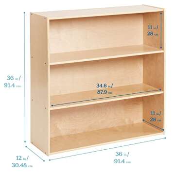ECR4Kids Streamline 3-Shelf Storage Cabinet, 36in, Kid's Bookshelf, Natural