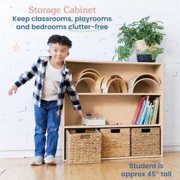 ECR4Kids Streamline 3-Shelf Storage Cabinet, 36in, Kid's Bookshelf, Natural