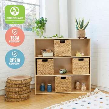 ECR4Kids Streamline 3-Shelf Storage Cabinet, 36in, Kid's Bookshelf, Natural