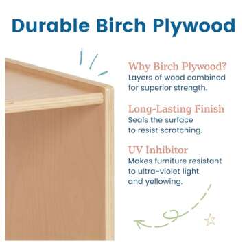 ECR4Kids Streamline 3-Shelf Storage Cabinet, 36in, Kid's Bookshelf, Natural