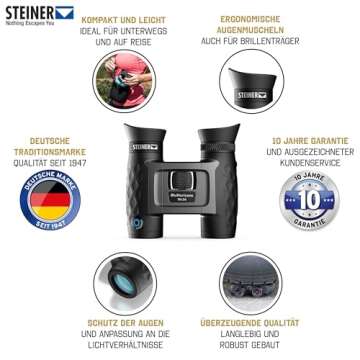 Steiner BluHorizons 10x26 Binoculars - Unique Lens Technology, Eye Protection, Compact, Lightweight ...