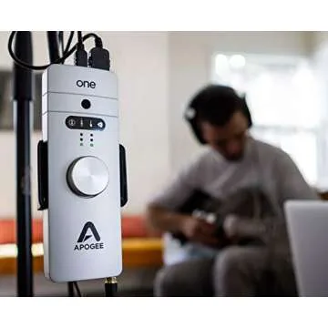 Apogee One - Audio Interface for Vocals and Instruments with Built In Studio Quality Condenser Microphone for iOS, Mac & Windows PC, Headphone DAC for audiophiles, Made in USA (Silver)