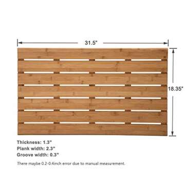 GOBAM Bamboo Bath Mat, Extra Large, 31.50 x 18.35 x 1.3 inches - Non-Slip Floor Mat for Bathroom, Sp...