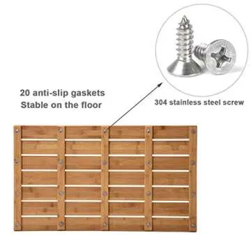 GOBAM Bamboo Bath Mat, Extra Large, 31.50 x 18.35 x 1.3 inches - Non-Slip Floor Mat for Bathroom, Spa, Sauna, Kitchen, Indoor & Outdoor Spaces, Shower Mat for Bathroom Decor - Natural