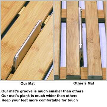 GOBAM Bamboo Bath Mat, Extra Large, 31.50 x 18.35 x 1.3 inches - Non-Slip Floor Mat for Bathroom, Spa, Sauna, Kitchen, Indoor & Outdoor Spaces, Shower Mat for Bathroom Decor - Natural