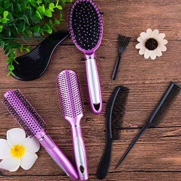 SIQUK 7 Pcs Hair Styling Set for Women and Men: Round Brush, Paddle Brush, Detangling and Wet/Dry Brushes