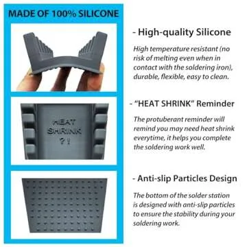 ZYRELYNX Upgraded Silicone Soldering Stand, Helping Hands Soldering Station, Soldering Wire Holder with 6 Slots - Third Hand Soldering Iron Stand for 32AWG to 12AWG Wires(Only Stand), Dark Grey, 1 Pcs