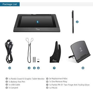Parblo Coast10 10.1" Drawing Monitor with USB Hub & Pen