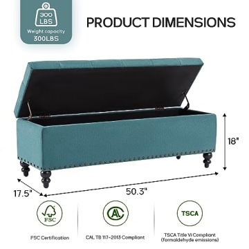 Elegant 51-inch HUIMO Ottoman with Storage for Homes