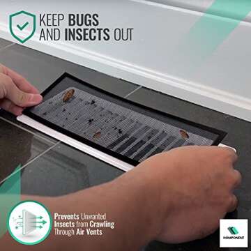 Homponent Floor Register Trap/Vent Mesh - 4 x10 Silicon Magnetic Air Vent Screen Cover, Easy Install Vent Bug Mesh Perfect for Wall/Ceiling/Floor Air Vent Filters. 2-Pack (4 x10, Black)