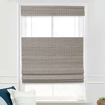 MOOD Custom Bamboo Shades | Rustic | Top Down Bottom Up Cordless | Bamboo Roman Shades for Windows and Doors (Natural Woven) | Rustic Oak (Great Privacy) | 18" W x 36" H