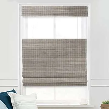 MOOD Custom Bamboo Shades | Rustic | Top Down Bottom Up Cordless | Bamboo Roman Shades for Windows and Doors (Natural Woven) | Rustic Oak (Great Privacy) | 18" W x 36" H