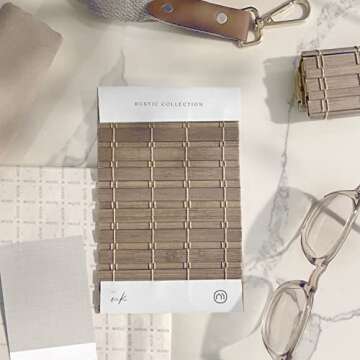 MOOD Custom Bamboo Shades | Rustic | Top Down Bottom Up Cordless | Bamboo Roman Shades for Windows and Doors (Natural Woven) | Rustic Oak (Great Privacy) | 18" W x 36" H