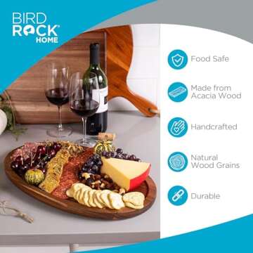 Acacia Wooden Cheese Board Serving Tray - Elegant & Durable