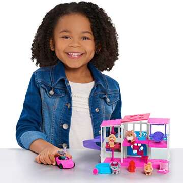 Barbie Pet Dreamhouse 2-Sided Playset – 10 Pieces with Adorable Pets and Accessories