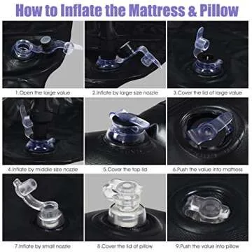 Goplus Inflatable Car Air Mattress, Backseat SUV Air Bed with Pillow, Portable Truck Air Mattress for Camping, Travel, Rest, Thickened Home Sleeping Pad w/Flocking Surface, Electric Air Pump, Black