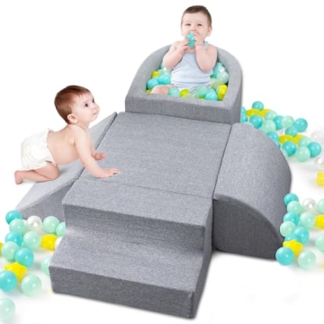 Auksay Soft Foam Climbing Toys for Toddlers Indoor, Climbing Blocks Play Equipment with Ball Pits (B...