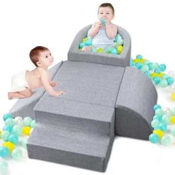 Auksay Soft Foam Climbing Toys for Toddlers Indoor, Climbing Blocks Play Equipment with Ball Pits (B...