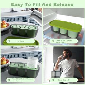 Ice Cube Tray for Stanley Cup | Silicone Ice Molds for Drinks