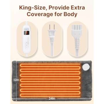 RENPHO Heating Pad for Back Pain & Period Cramps, FSA HSA Eligible, Valentines Day Gifts for Him Her Women Mom, 12" x24‘’ Electric Heat Pad for Neck, Shoulder, Knee, Leg, ETL Certified (Gray)