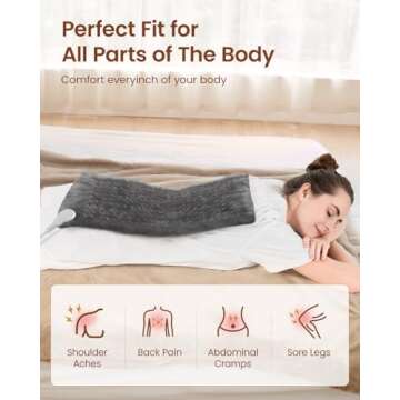 RENPHO Heating Pad for Back Pain & Period Cramps, FSA HSA Eligible, Valentines Day Gifts for Him Her Women Mom, 12" x24‘’ Electric Heat Pad for Neck, Shoulder, Knee, Leg, ETL Certified (Gray)