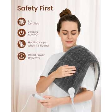 RENPHO Heating Pad for Back Pain & Period Cramps, FSA HSA Eligible, Valentines Day Gifts for Him Her Women Mom, 12" x24‘’ Electric Heat Pad for Neck, Shoulder, Knee, Leg, ETL Certified (Gray)